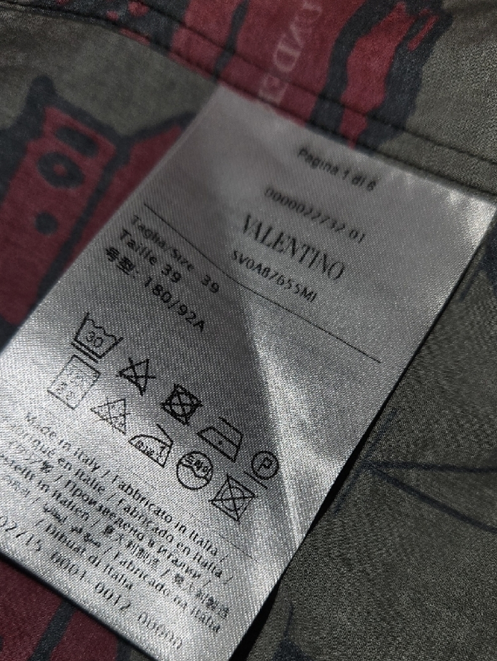 Valentino Olive Green Button-Down Shirt with Red Graphic Print - Picture 6 of 8